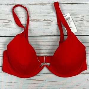 NWT Shade & Shore Red Underwire Bikini Top, Sz 34D